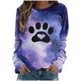 thumbnail image 2 of Qiopertar Mode Femmes T-Shirt à Manches Longues Col Rond Imprimé Chandail en Molleton Blouse Hauts Offres de la Semaine Liquidation à Moins de 5$ jusqu'à 90 % de Réduction, 2 of 5