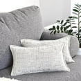 thumbnail image 2 of Chenille Lumbar Pillow Covers Pack of 2 Cream White Mixed Black Texture 12x20 inches , Solid Cushion Cases For Sofa Accent Chair Couch, Rectangular Small Pillowcases, 2 of 7