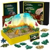 NATIONAL GEOGRAPHIC Dinosaur Play Sand - 2 Pounds of Play Sand, 6 Molds, 6 Dinosaur Figures, A Kinetic Sensory Sand Activity Kit for Boys and Girls