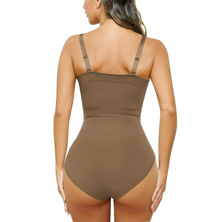 Women Strapless Bodysuit Ribbed One Piece Thong Shapewear Off