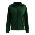 thumbnail image 4 of larppty Women's Zip Up Vneck 2025 Fall Winter Warm Long Sleeve Knit Cardigan Coat Fashion Outfits (Green, XXL), 4 of 5