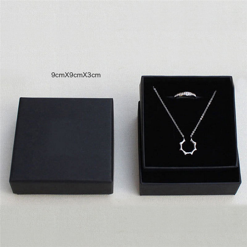 Black Paper Package Case Ring Necklace Earrings Bracelet Jewelry Gift Box FaRKCA