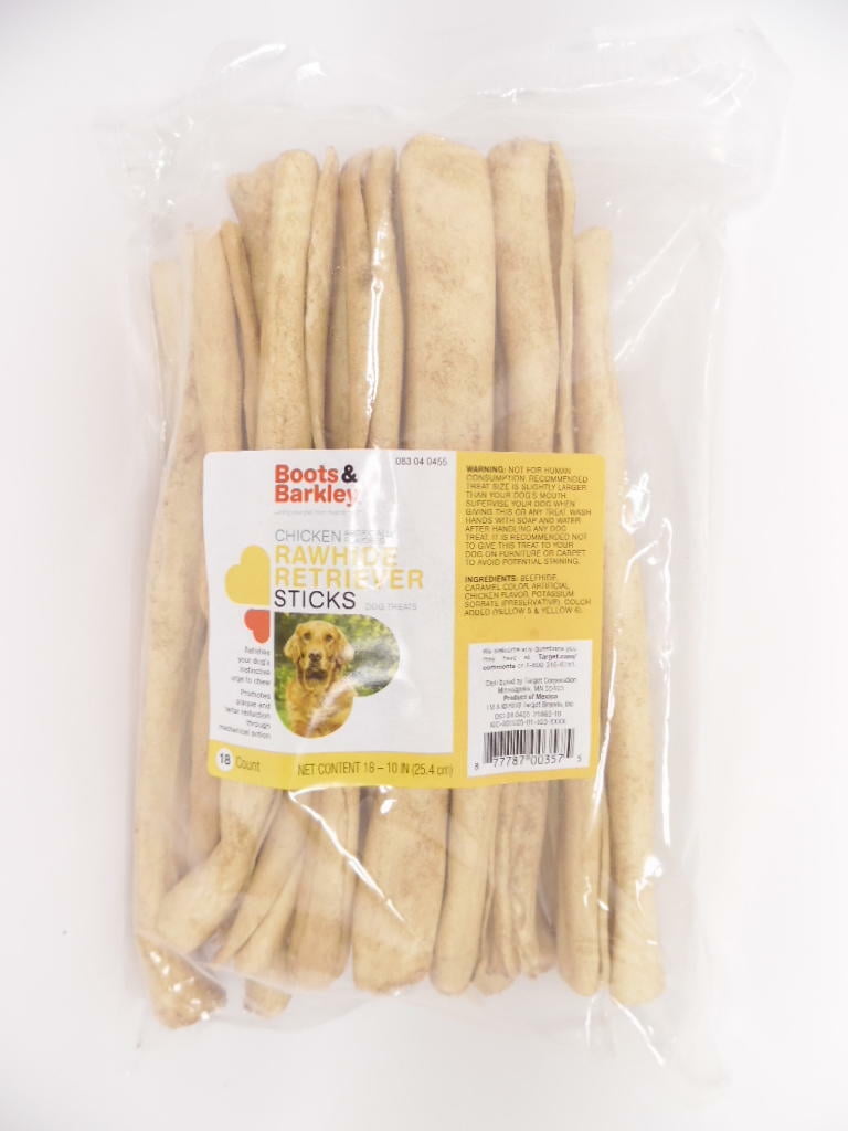 Boots & Barkley Chicken Flavored Rawhide Retriever Sticks 10" 18ct