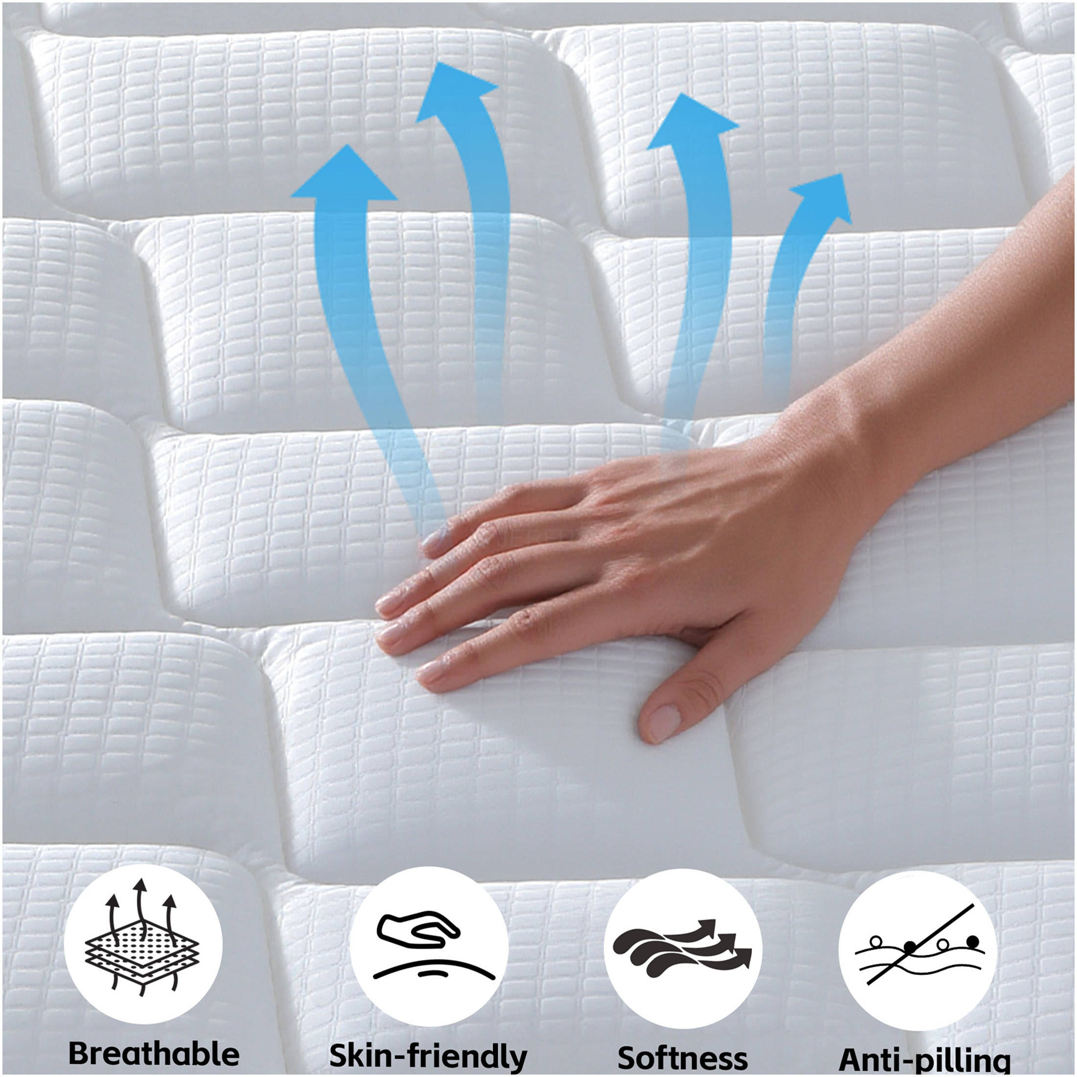 JERFIT 10 Inch Hybrid Mattress in a Box - King Size, Medium Firm Gel Memory Foam Pocket Springs, CertiPUR-US Certified, Fiberglass Free, Motion Isolation, Blue+Brown+White