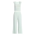 thumbnail image 4 of No Boundaries Pointelle Baby Tee and Pants Sleep Set, 2-Piece, Women's XXS-3X, 4 of 4