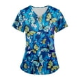 thumbnail image 6 of WTOBBY Plus Size Women's Short Sleeve Printed Scrubs Set, V-Neck with Pockets, Animal Floral Design, 2-Piece Nursing Uniform, Medical Workwear for Healthcare Workers,Blue L, 6 of 6