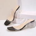 thumbnail image 6 of Purcolt Women's Low Block Heeled Sandals Clear Open Square Toe Slip on Heeled Chunky High Heels Slippers Dress Shoes for Party Wedding Vacation, 6 of 9