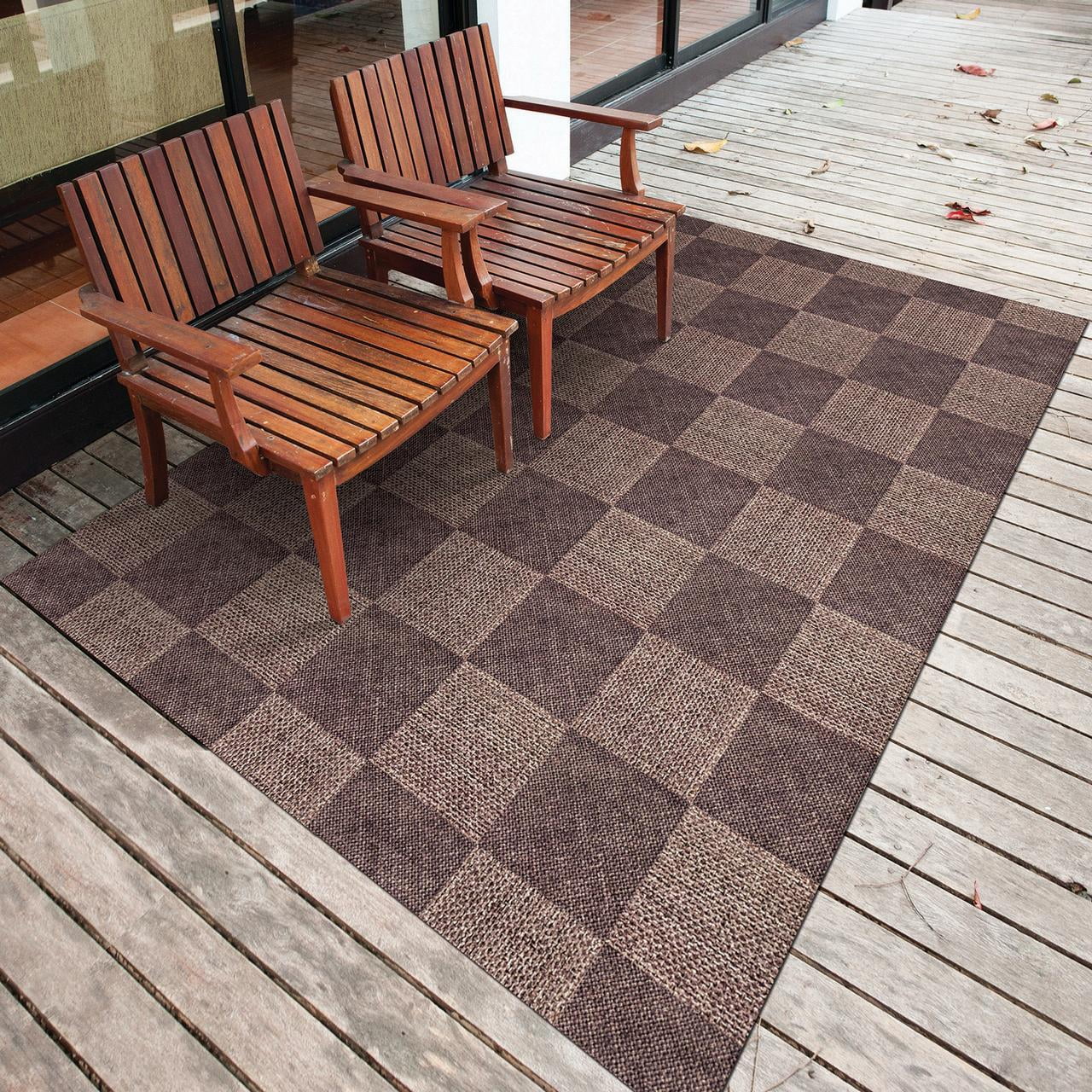 6X8 Brown/Black Sisal Area Rug w/TPR