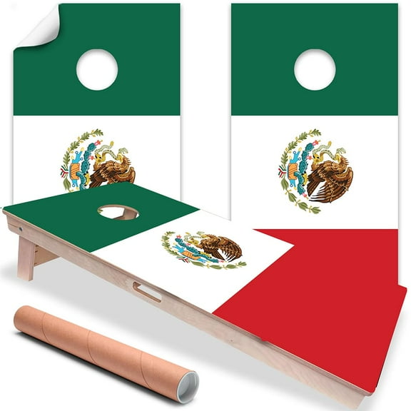 Cornhole Board Wraps and Decals for Boards Set of 2 Skins Professional Vinyl Covers Sticker - Flags of the World Cornhole Wraps Stickers Cornhole Skins Cornhole Wraps for Boards (Mexican Flag)