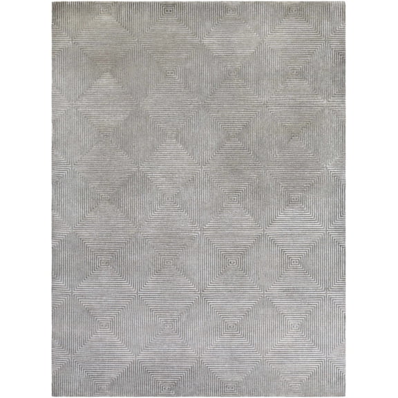 Hauteloom Zakynthos Living Room, Bedroom Area Rug - Geometric Square Abstract - Contemporary Modern Minimalist - Gray, Silver, Light - 2' x 3'