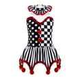 thumbnail image 1 of Linjinx Robe de Danse Ballet pour Filles Col Halter Justaucorps Carnaval Halloween Cirque Clown Costume Cosplay Noir&Rouge 10, 1 of 5