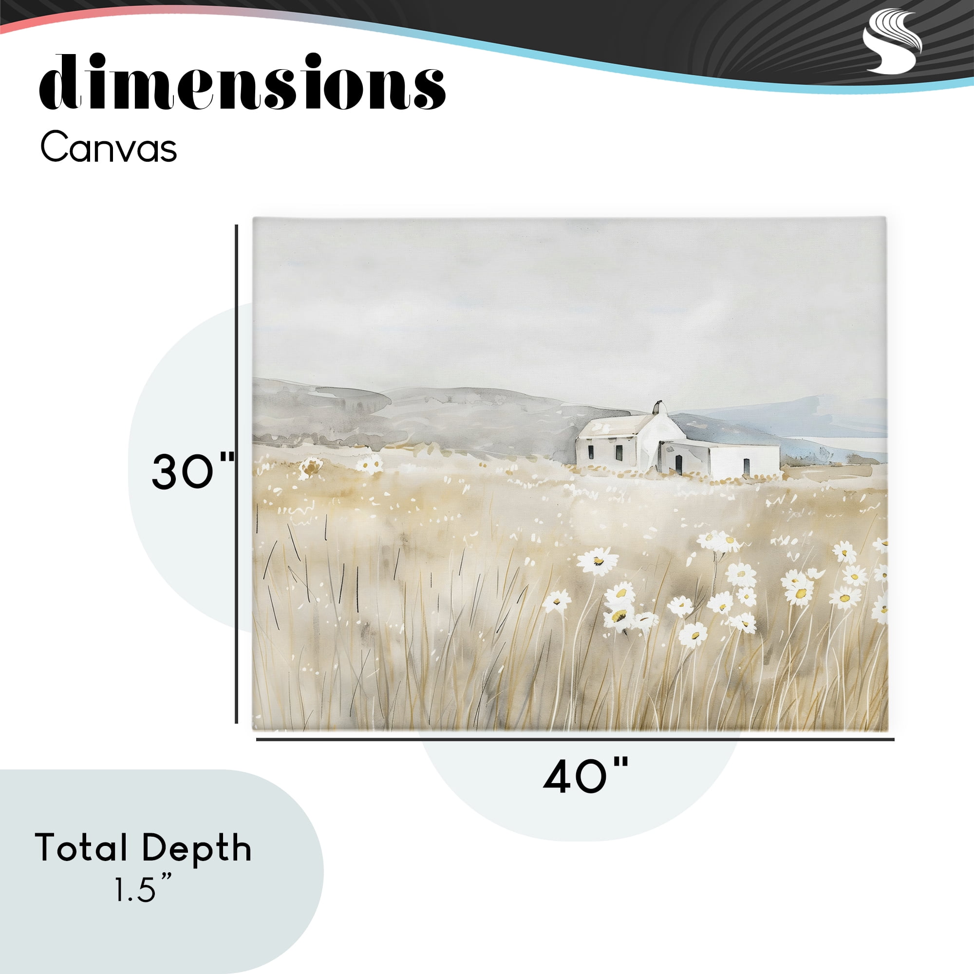 Stupell Industries Rustic Landscape Daisy Meadow Canvas Wall Art, design by Creative Studio