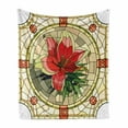 thumbnail image 1 of Floral Soft Flannel Fleece Throw Blanket, Vector Antique Glass Image Flower Lily Like Design with Leaves and Buds Artwork, Cozy Plush for Indoor and Outdoor Use, 70" x 90", Multicolor, by Ambesonne, 1 of 6