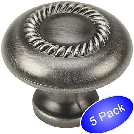 5/8 Inch Antique Silver Knob - Cosmas 228AS Antique Silver Rope Cabinet Hardware Knob - 1-1/4