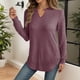 thumbnail image 1 of MHFRRA Camiseta de Manga Larga con Cuello En V para Mujer, Informal, de Rayas Suaves y Cepilladas, para Uso Diario, Cómoda, Elástica y Básica. Rojo, 1 of 4