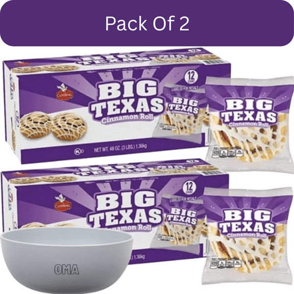 Big Texas Cinnamon Roll, 4 oz — 12 count-2pk, With Olive White Bowl By OMA