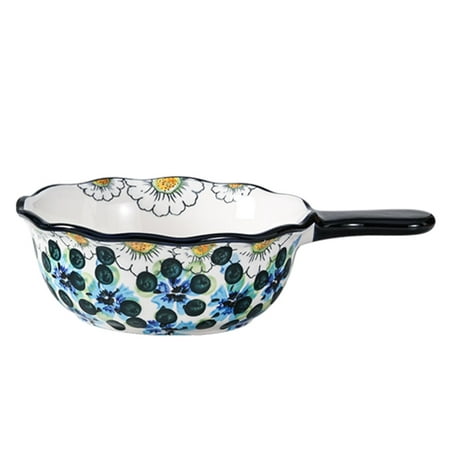 

Qeeadeea French Onion Soup Bowl With Handle 500ml Ceramic Bowl Microwave And Oven Safe 22x15x7cm-blue and flowers-8.5 17oz