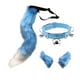 thumbnail image 3 of Conjunto de orejas y cola falsas para cosplay, tocado de cuero sintético para el cuello Azul, 3 of 9