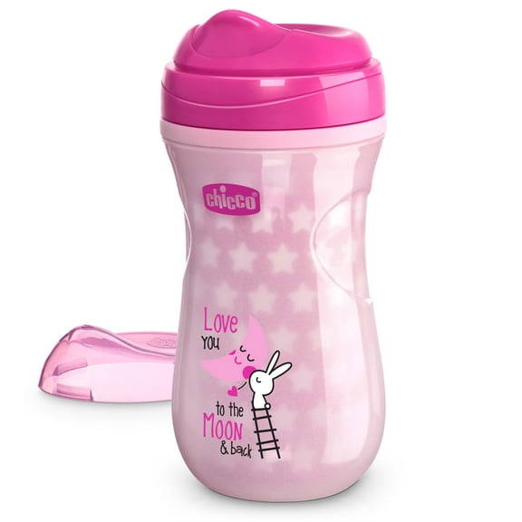 Chicco 9oz. Glow In the Dark, Insulated Rim Trainer Sippy Cup, 12m  - Pink, New