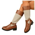 thumbnail image 1 of Bottes de Cowboy pour Femmes Leozcaa Bout Rond Mi-Mollet Bottes Western Imprimé Floral Talon Bas Bottillons d'Automne Hiver, 1 of 1