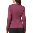 thumbnail image 3 of INSPIRE CHIC Elegant Work Blazer for Women's Collarless Button Down Long Sleeve Peplum Jackets XS Purple, 3 of 6