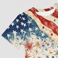 thumbnail image 4 of HCNTES Toddler Boy 4th of July Outfit USA Print Short Sleeve Top And Waist Shorts Boys Patriotic Outfit Set Size 2-12 Years, 4 of 5