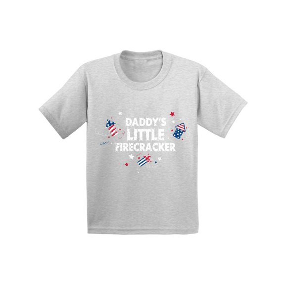 Awkward Styles Daddy's Little Firecracker Toddler Shirt 4th of July Shirt for Kids Cute Independence Day Outfit Kids USA Shirt 4th of July Fireworks Shirt for Boys and Girls USA Shirt for Kids