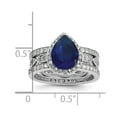 thumbnail image 2 of 12.15mm Ss Rhodium Plated Lab Created Sapphire and Cubic Zirconia Teardrop Halo 3 Ring Set Size 9 Ring for Women, 2 of 2