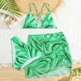 thumbnail image 2 of Girl's Summer Swimsuit Set Floral Printing Bikini Set Soft Fit Beach Surf Tankini Swimwear Set for Summer Vacation,C-Green,14Y(14 Years), 2 of 6