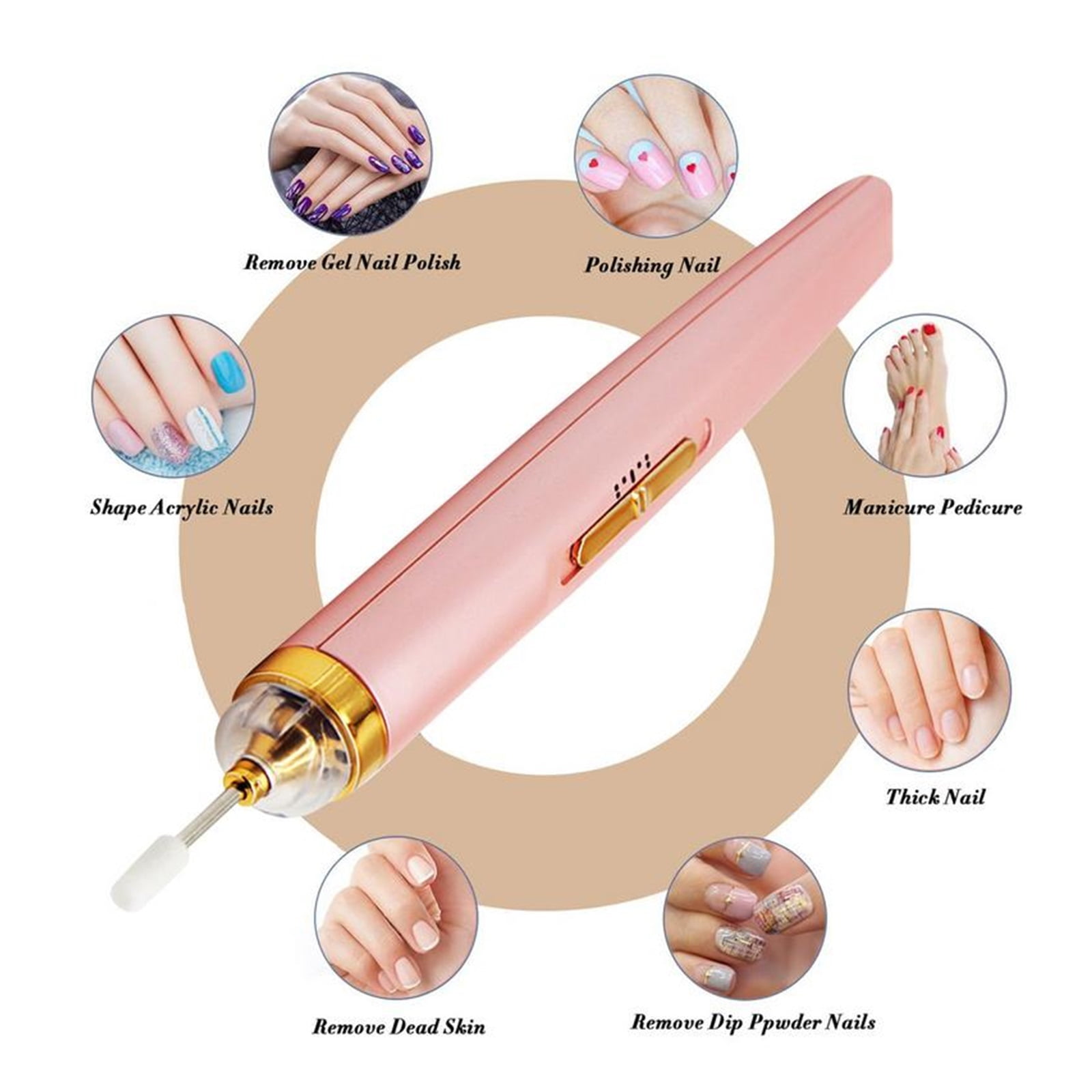 Electric Nail Drill For Acrylic Gel Nails, Portable Electric Nail File Machine Set ,Low Noise