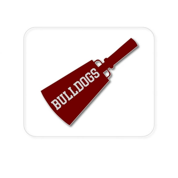 DistinctInk Mouse Pad - 1/4" Foam Rubber - Bulldogs Cowbell - Maroon, Gray