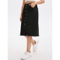 thumbnail image 2 of DARING DIVA Women's Denim Raw Hem Button Down Pencil Skirts XX-Large Black, 2 of 7