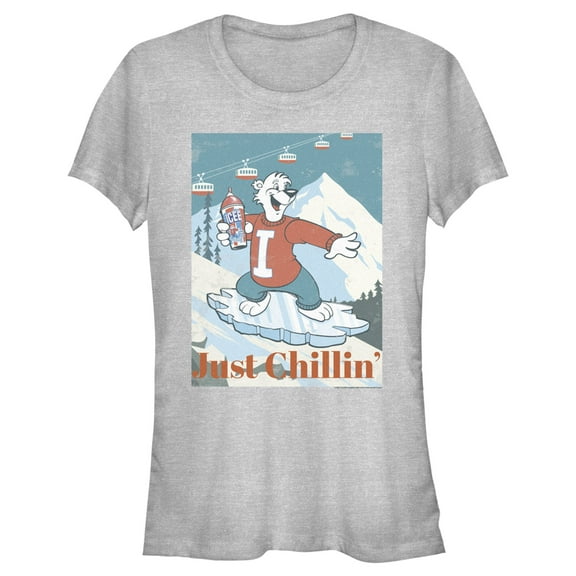 Junior's ICEE Bear Just Chillin' while Iceboarding  Graphic Tee Athletic Heather 2X Large