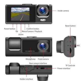 APEMAN C860 2K Dual Dash Cam, 1080P Front/Rear, 3.0