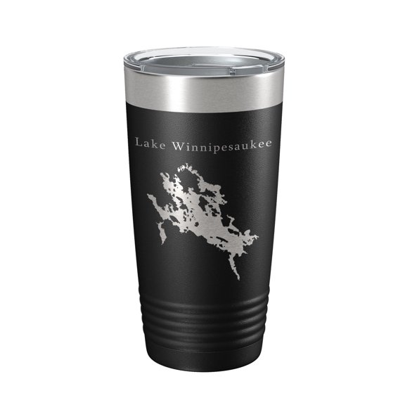 Lake Winnipesaukee Map Tumbler Travel Mug Insulated Laser Engraved Coffee Cup New Hampshire 20 oz Black