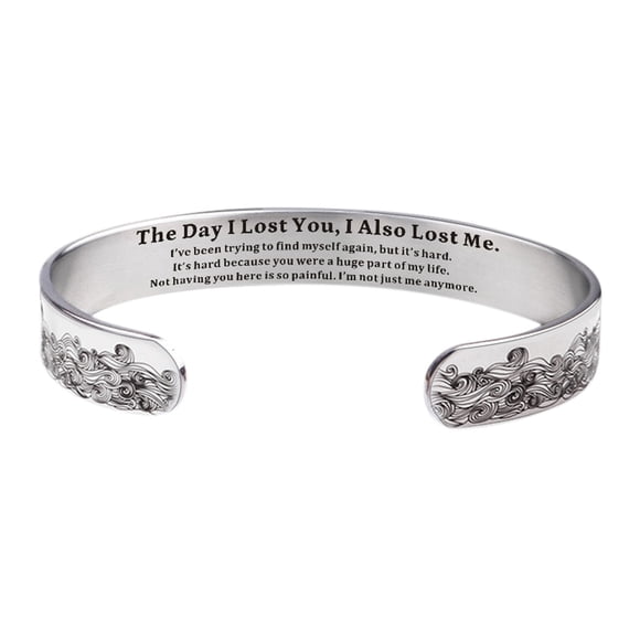 Dvkptbk Bracelet Bracelet Memorial Bracelet to My Wife in Stainless Steel Wave Engraving Memorial Bracelet School Supplies