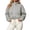 Gray-09, variant on Cropped Jacket for Women, Stand Collar Drawstring Hem Cargo Pockets Fall Fashion Jacket