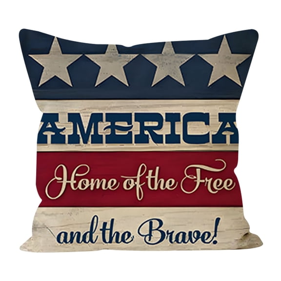 Qocolhg Independence Day Pillow Covers 18x18 inch, Red White and Blue Star Stripes American Flag Throw Pillows Patriotic Decor Memorial Day Pillowcase Outdoor Decorations Linen Cushion Case for Home