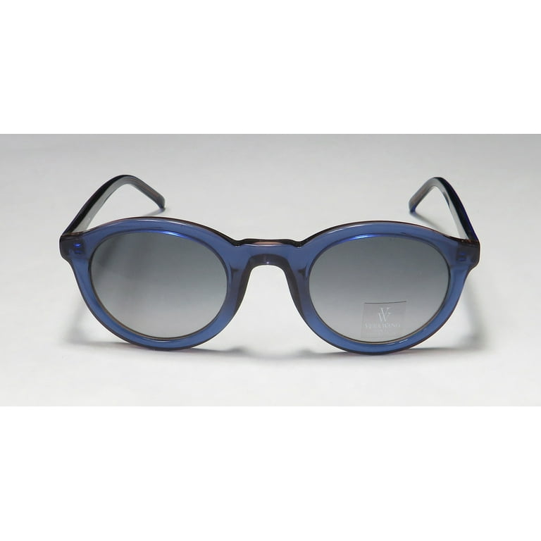 NEW VERA WANG LUXE MARIKO WOMENS LADIES ROUND FULL RIM 100 UVA UVB BLUEBERRY FRAME BLUE GRADIENT LENSES 46 25 140 SUNGLASSES EYEWEAR