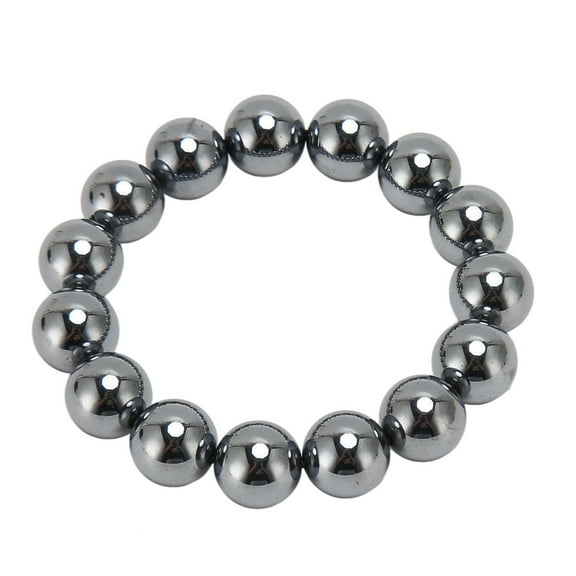 Falleo Clearance 14mm Terahertz Stone Bracelet Promote Circulation Round Beads Chian Bracelet for Women Men