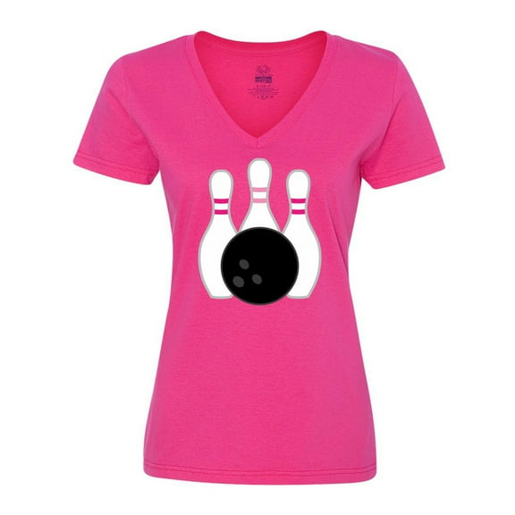 Inktastic Bowling Pins (pink) Women's V-Neck T-Shirt