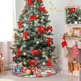 thumbnail image 6 of Winter Flowers Floral Christmas Tree Mats Waterproof Tree Skirt, Autumn Red Birds Xmas Tree Stand Tray Mat Floor Protector Pad for Holiday Party Decoration, 28.3", 6 of 6
