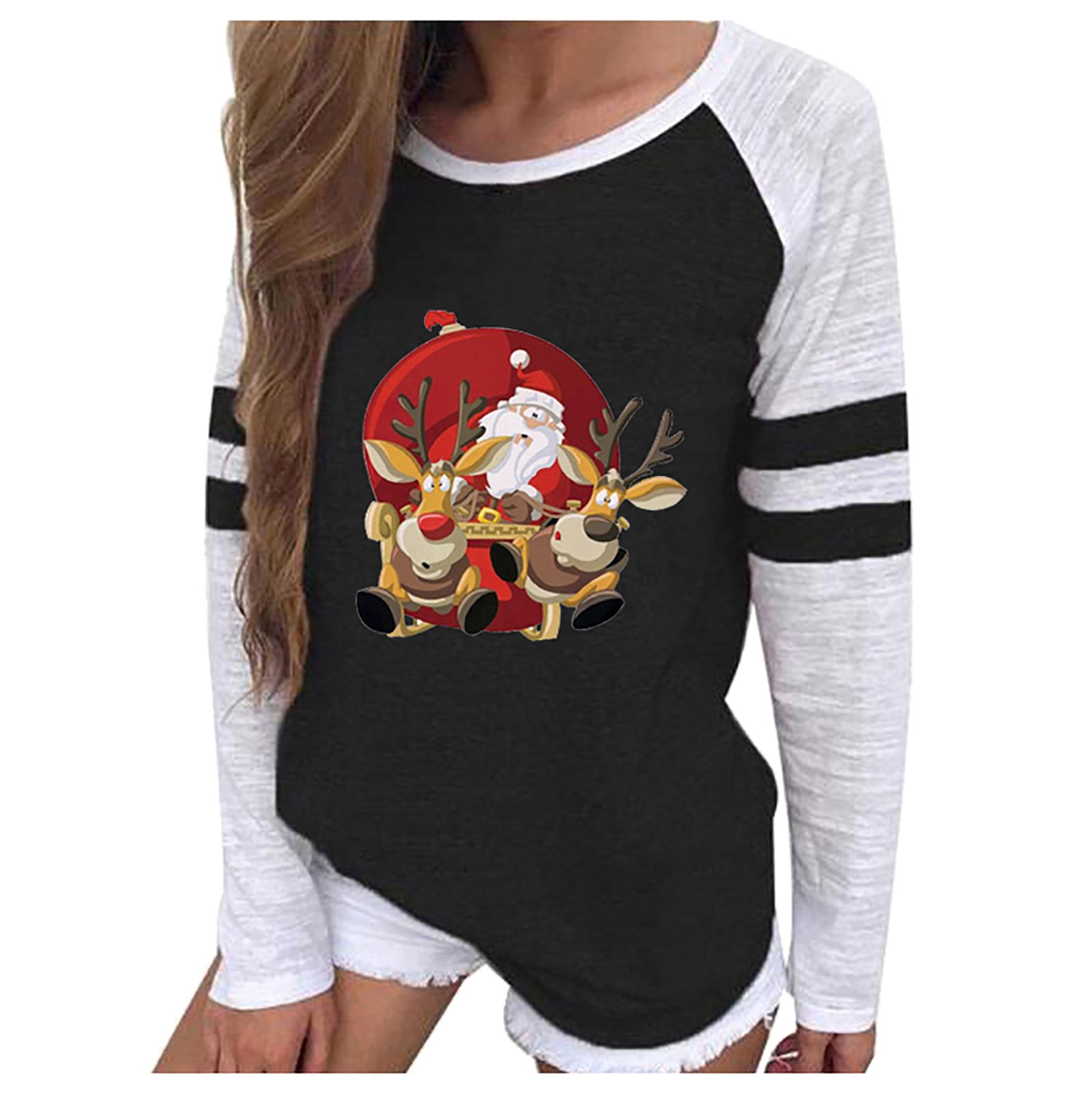 asdoklhq Clearance Plus Size Christmas Clothing,Women Casual Santa