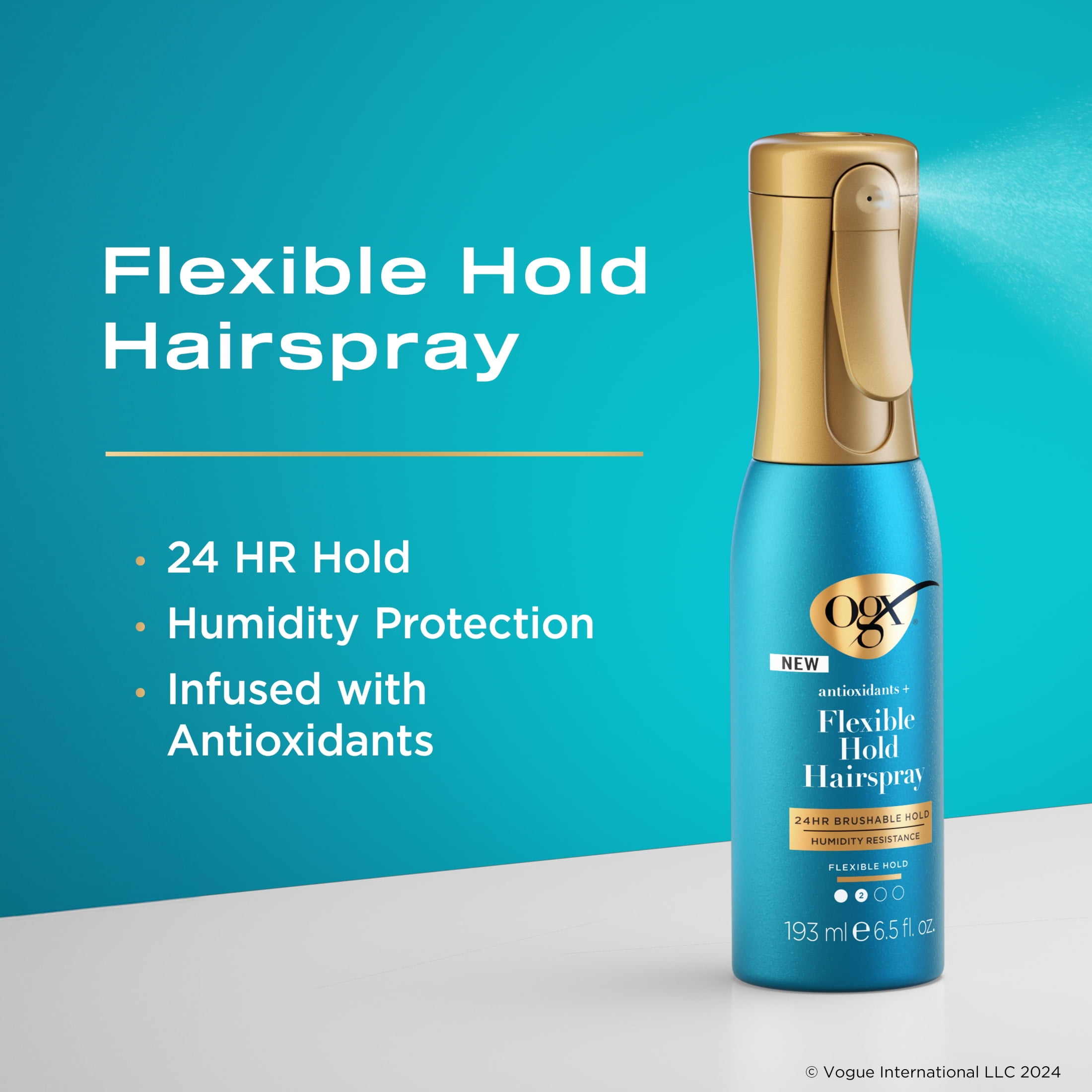 OGX Antioxidants + Flexible Hold Hairspray, Anti Humidity Styling Spray, 6.5 fl. oz