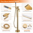 thumbnail image 3 of Wowow Brass Freestanding Bathtub Faucet Single-Handle Floor Mount Claw Foot Tub Faucet with Hand Shower in Gold, 3 of 8