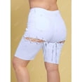 thumbnail image 4 of Cordones arriba dobladillo crudo más tamaño biker denim shorts Rosegal Pantalones cortos de talla grande, 4 of 5