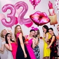 thumbnail image 1 of 1 Set de Ballons Rouge à Lèvres Numéro en Forme de Cœur Rose Étanche Réutilisable Décoration de Fête d'Anniversaire pour Femmes, 1 of 7