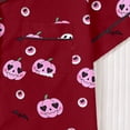 thumbnail image 6 of MEZZALL Women Halloween Print Pajama Set Lapel Collar Button Closure Chest Pocket Short Sleeve Tops With Elastic Waist Shorts Loungewear Sleepwear For Holiday 2 Piece Holiday Pjs, 6 of 9