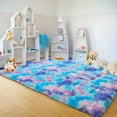 thumbnail image 6 of Dwelke Soft Colorful Rugs for Girls Room, Fluffy Rainbow Area rug Cute Floor Carpets Shaggy Playing Mat for Kids Baby Girls Bedroom Nursery Home Decor 3'x5'Blue, 6 of 7