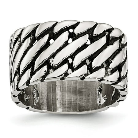 Chisel Stainless Steel Men's Polished Tread Design Ring, Size 10